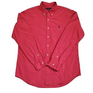 Ralph Lauren Classic Fit Red Button Down Shirt Pony Logo Men's Large
